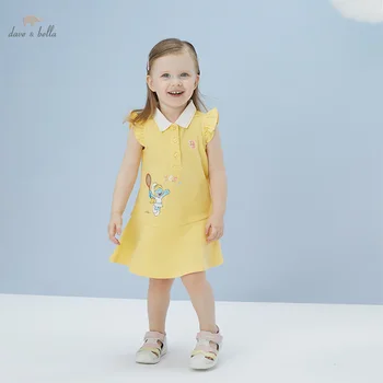 DBM18386 dave bella vasaros baby girl ' s cute cartoon puoštas suknelė vaikų mados šalis suknelė vaikams kūdikiams lolita drabužiai