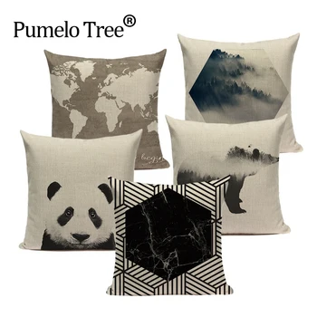 Gyvūnų geometrijos Mielas Kambarys pagalvėlės Juoda, balta linine elnias dekoratyvinių pagalvėlių apvalkalus Dropshipping pagalvės užvalkalą spausdinti pagalvės