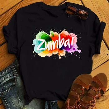 Juokinga Grafinis Spausdinti Marškinėlius Patinka Zumba Šokių Black Print T Shirt Moterims, Drabužiai Femme Harajuku Marškinėliai Hip-Hop T-shirts