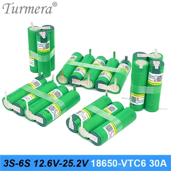 Turmera 3S 12,6 V 4S 16.8 V 5S 21V 18650 VTC6 Baterija US18650VTC6 3000mah 6000mAh Baterija 30A už Atsuktuvas Baterija (Tinkinti)