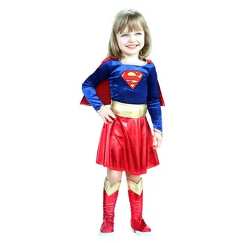 Vaikai Vaikų Mergaičių Supergirls Cosplay Kostiumų Vaikų Diena, Helovinas Fancy Dress Supermeno Kostiumas Šalis Suknelės iki