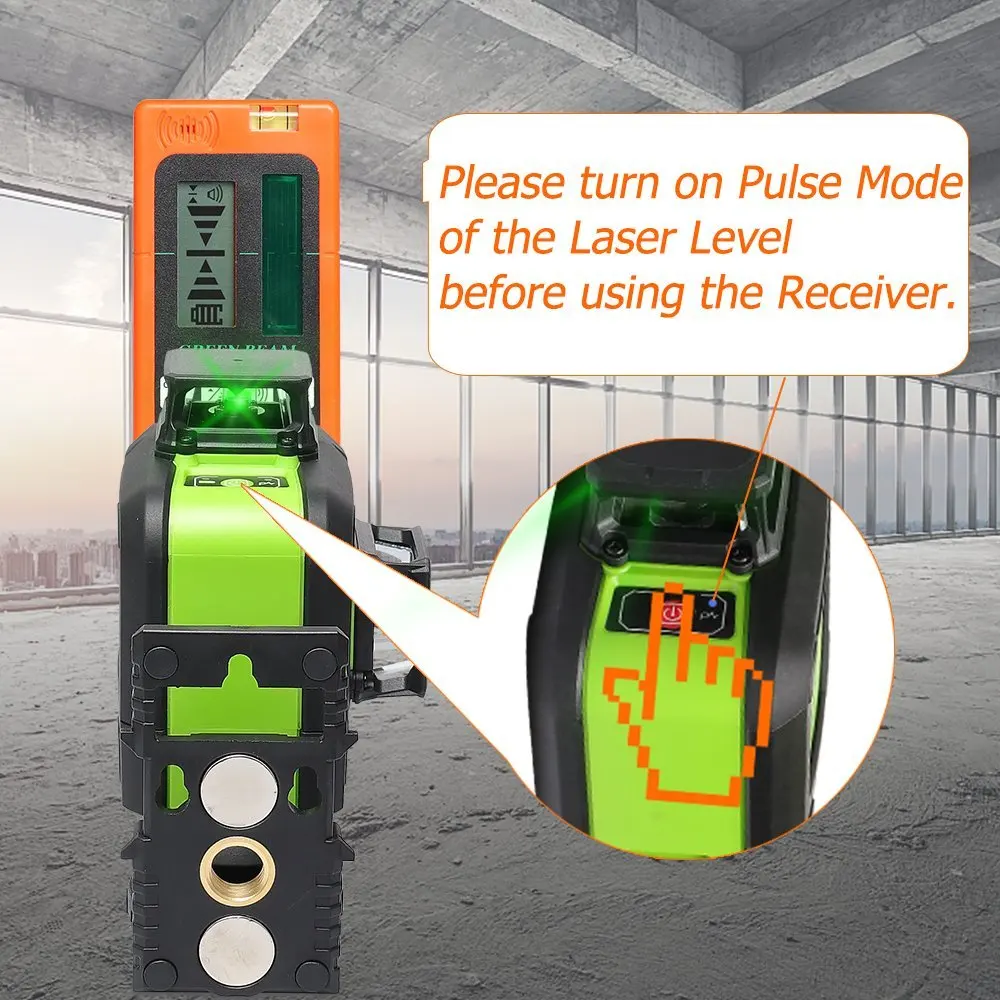 Huepar Savaime išsilyginantis Profesinės Žalios Šviesos Kryžminių linijų Lazeris 360 Laipsnių Liniją su Pulso Režimai+Huepar Skaitmeninis LCD Lazerio Imtuvas Nuotrauka 4